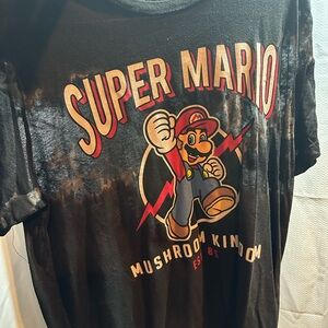 Y2K Gamer Graphic Tee – Super Mario Mushroom Kingdom | Acid Wash Streetwear (L)